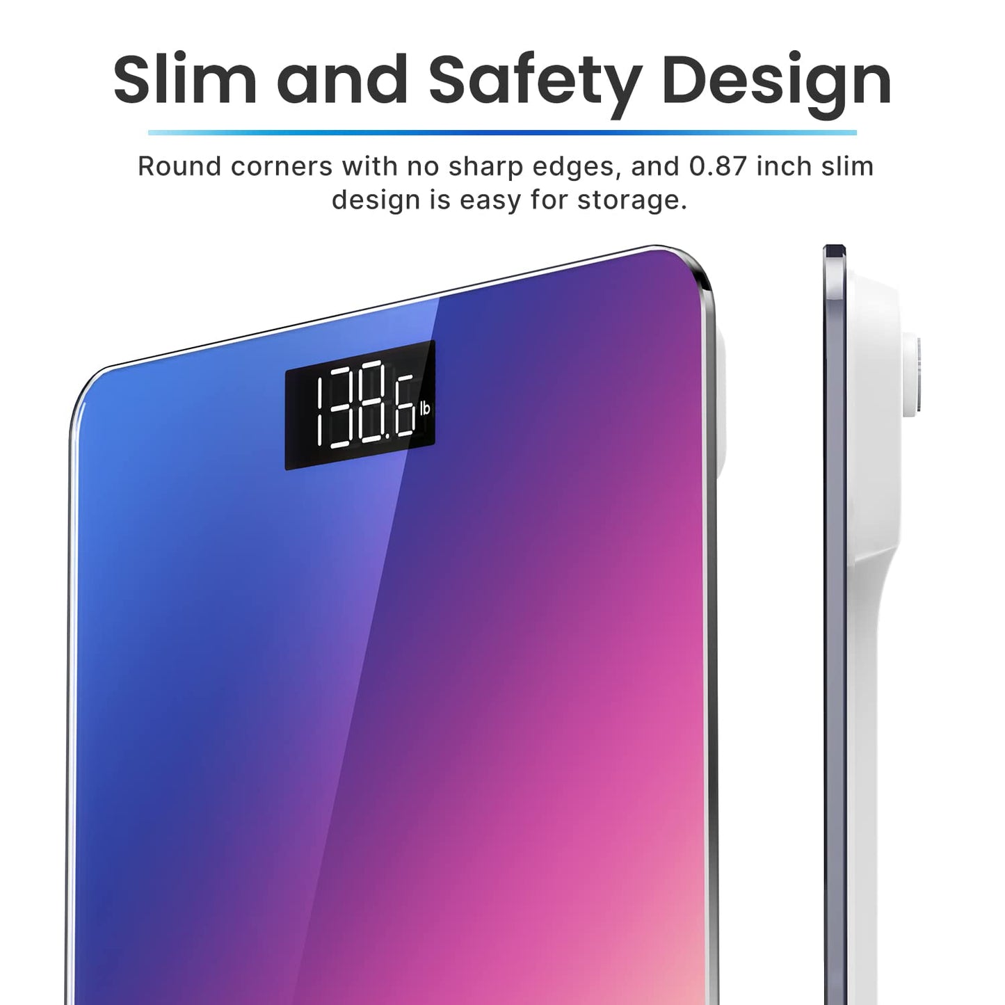 RENPHO Digital Bathroom Scale, Highly Accurate Body Weight Scale with Lighted LED Display Core 1S(10.24"/260mm, Gradient)