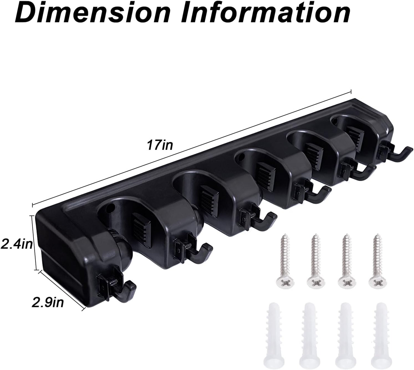 Wall Mount Broom Mop Holder Hanger Garden Tool Organizers Rack Garage Laundry Room Organizations and Storage with Hooks Heavy Duty