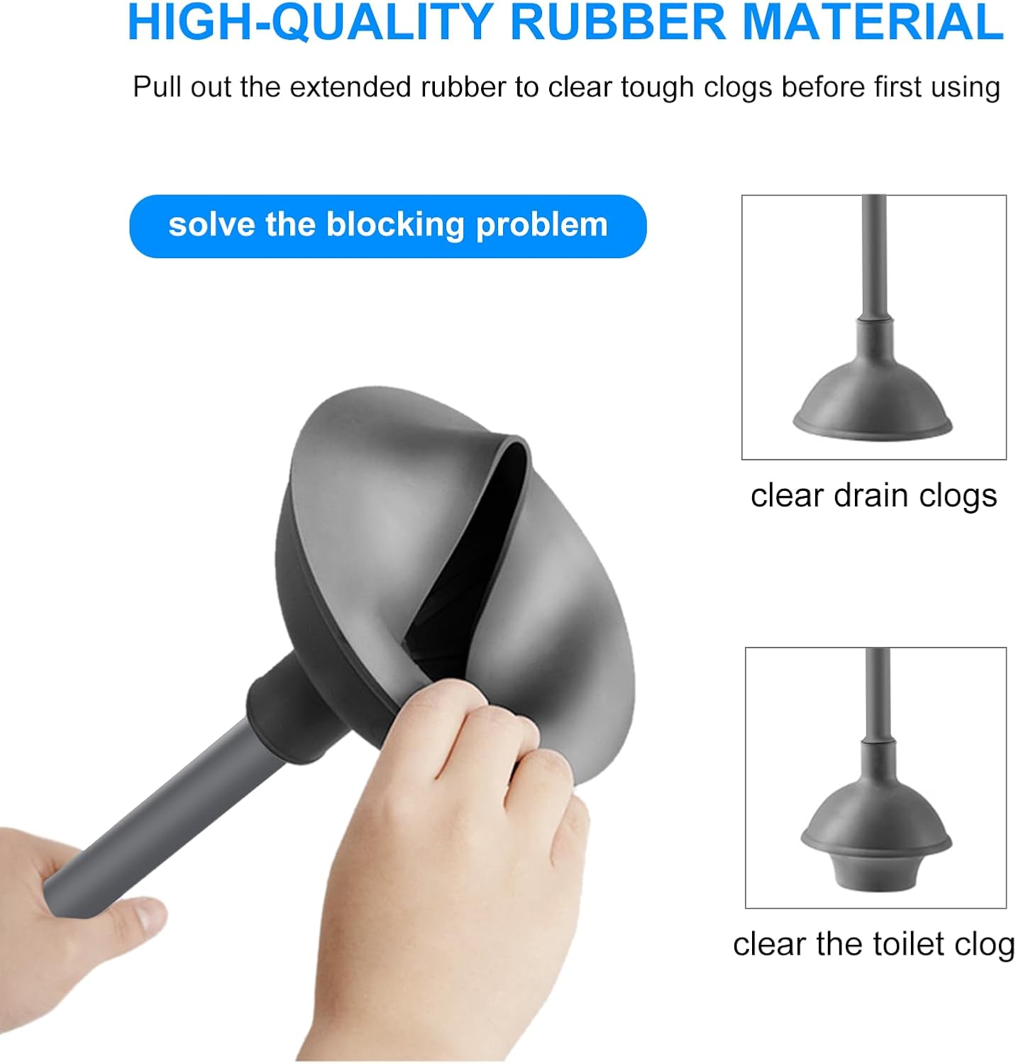 SetSail Toilet Brush and Plunger Set, Toilet Plungers for Bathroom Heavy Duty Toilet Bowl Brush and Holder Hidden Toilet Plunger and Brush Set for Deeply Cleaning - Gray