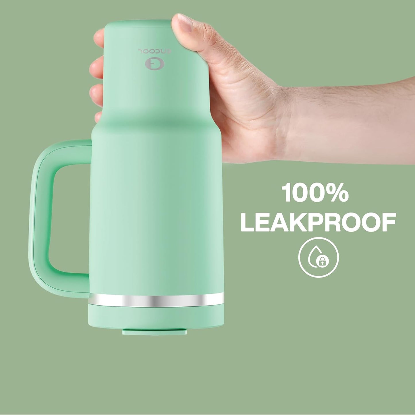 32 oz Tumbler with Handle and Straw: Stainless Steel Insulated Tumbler Keeps Cold for 24 Hours, Leakproof Travel Cup Fits in Cup Holder and BPA-Free,Brook Green