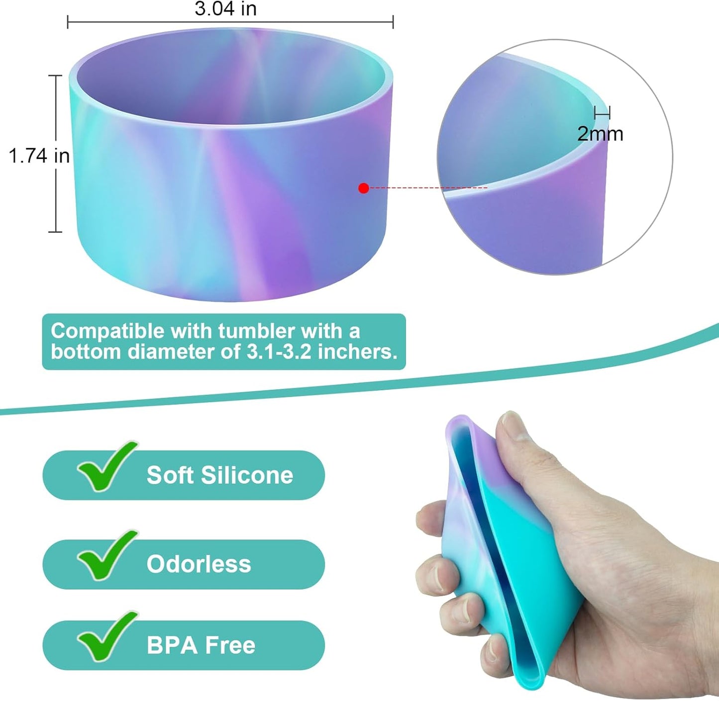 Upgrade 2PCS Protective Silicone Boot Bumper for Stanley Quencher Adventure 40oz 30oz 20oz Tumbler, Water Bottle Bottom Sleeve Cover Accessories for Stanley Mug Cup (Camouflage Blue)