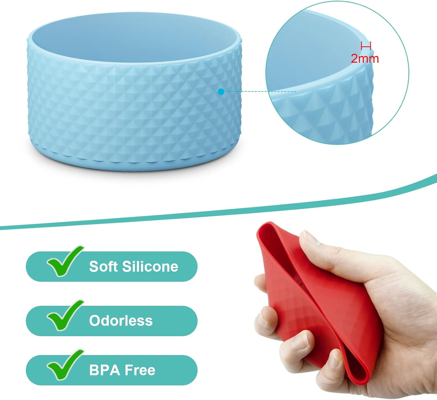 Upgrade 2PCS Protective Silicone Boot Bumper for Stanley Quencher Adventure 40oz 30oz 20oz Tumbler, Water Bottle Bottom Sleeve Cover Accessories for Stanley Mug Cup(Sea Blue)