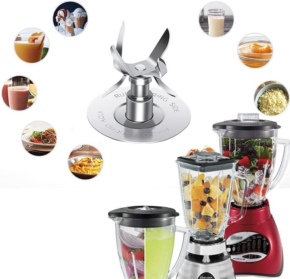 Replacement Parts Compatible with Oster Osterizer Blender Blade with Rubber Seal Gasket & 4902 Jar Bottom - 6 Point Fusion Blade 4980