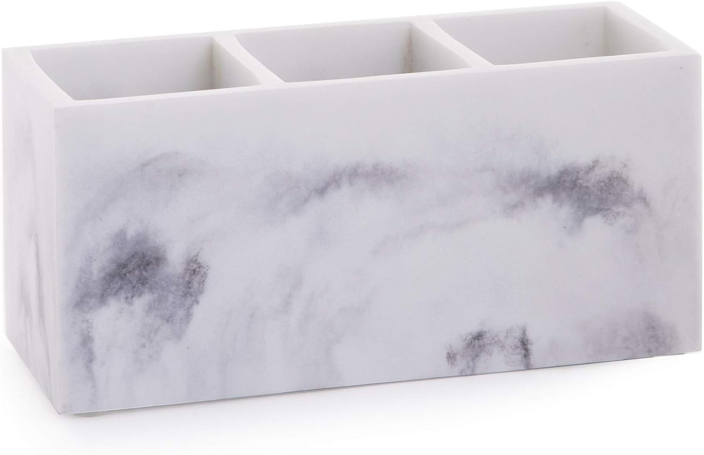 BINO Multi Purpose 3 Compartment Organizer - Makeup Container Organizers - Compartment Organizer for Makeup Brushes, Home and Office Supplies - Matte Marble