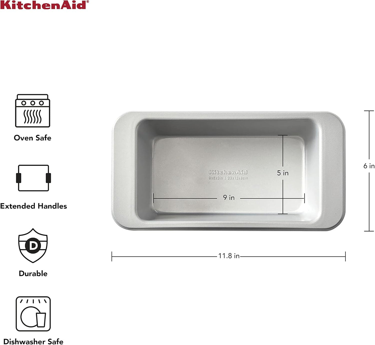 KitchenAid 9x5in Nonstick Aluminized Steel Loaf Pan, Silver