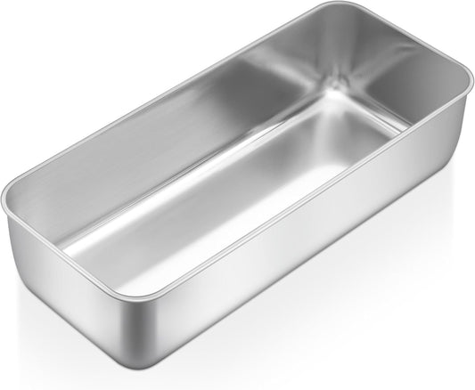 E-far Bread Loaf Pan, 12” x 5” Large Stainless Steel Loaf Pan for Homemade Bread, Long Metal Bakeware Mold for Baking Banana Cake Meatloaf Brownies Lasagna, Nontoxic & Dishwasher Safe