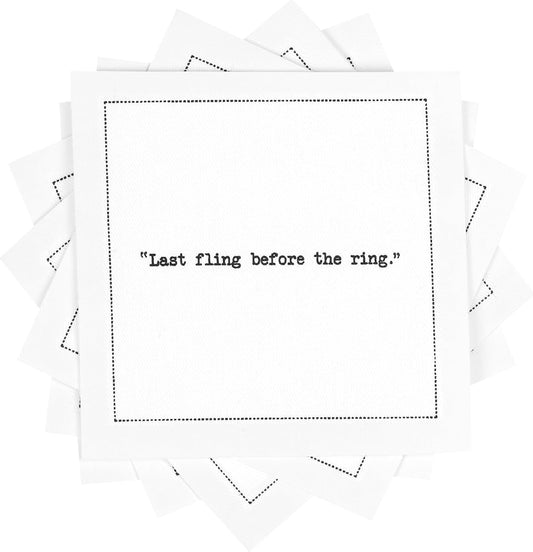 Five Star Funny Bachelorette Quotes | White Cotton Cocktail Napkins | 50 Luxury Disposable Beverage Napkins with Witty Bar Quotes | Drink Napkins for Parties, Bars, Weddings & Game Nights