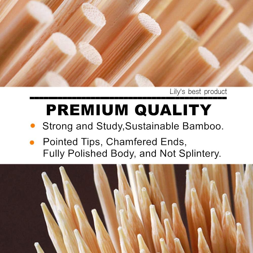 12" Natural Bamboo Skewers for BBQ，Appetiser，Fruit，Cocktail，Kabob，Chocolate Fountain，Grilling，Barbecue，Kitchen，Crafting and Party. Φ=4mm, More Size Choices 6"/8"/10"/14"/16"/17.5"/30"/36"(500 PCS)