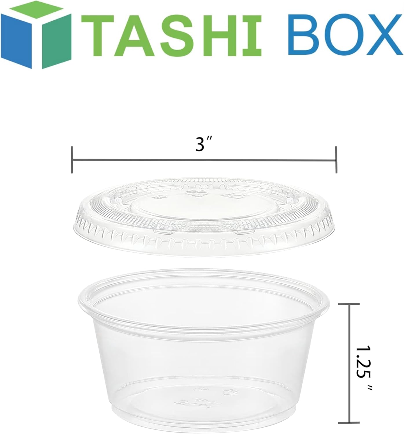 TashiBox [3.25 oz. - 200 Sets Portion Cups with Lids - Souffle & Jello Shot Cups, Clear Plastic Containers, Meal Prep, Salad Dressing & Medicine