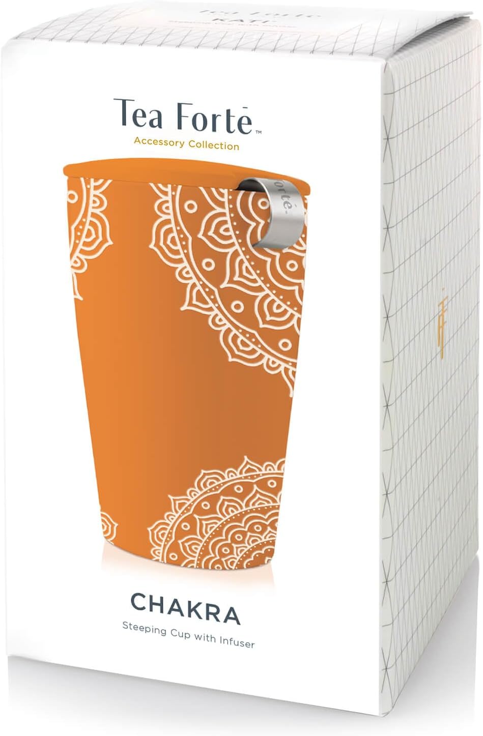 Tea Forte Double-Walled Ceramic Kati Cup, Removable Stainless Steel Infuser Basket and Lid, Steeps 12 oz Loose Leaf Tea, Dishwasher & Microwave Safe, Chakra