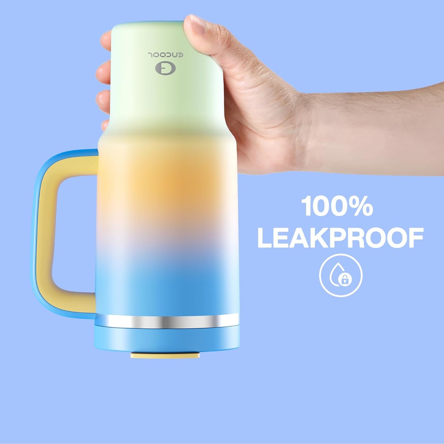 ENCOOL 32 oz Tumbler with Handle and Straw: Stainless Steel Insulated Tumbler Keeps Cold for 24 Hours, Leakproof Travel Cup Fits in Cup Holder and BPA-Free, Sunny Breeze