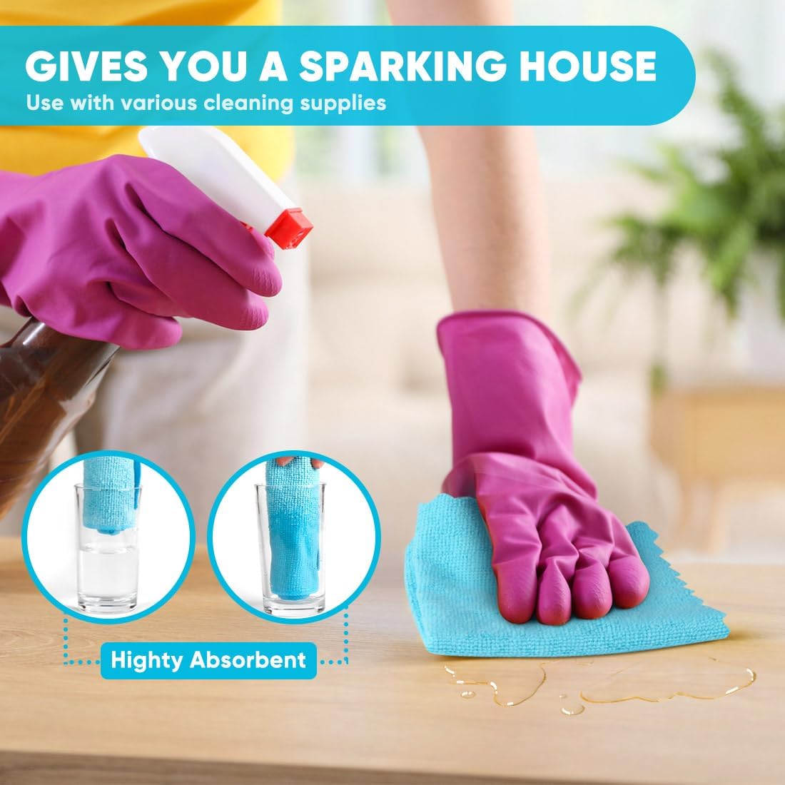 Orighty Microfiber Cleaning Cloth, 24 Pack Highly Absorbent Cleaning Rags, Household Cleaning Supplies, Reusable Lint Free Cloths Microfiber Rag for House, Kitchen, Car Care, 11.5 x11.5 inch