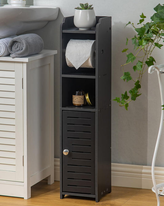AOJEZOR Toilet Paper Holder Stand: Small Toilet Bathroom Storage Cabinet for Small Spaces