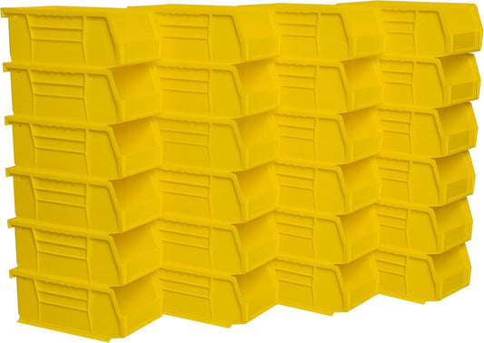 Akro-Mils 30220 AkroBins Plastic Storage Bins, Space-Saving Stackable Bins for Garage, Pantry, Craft Organization, 7-" x 4-" x 3-", Yellow, 24-Pack