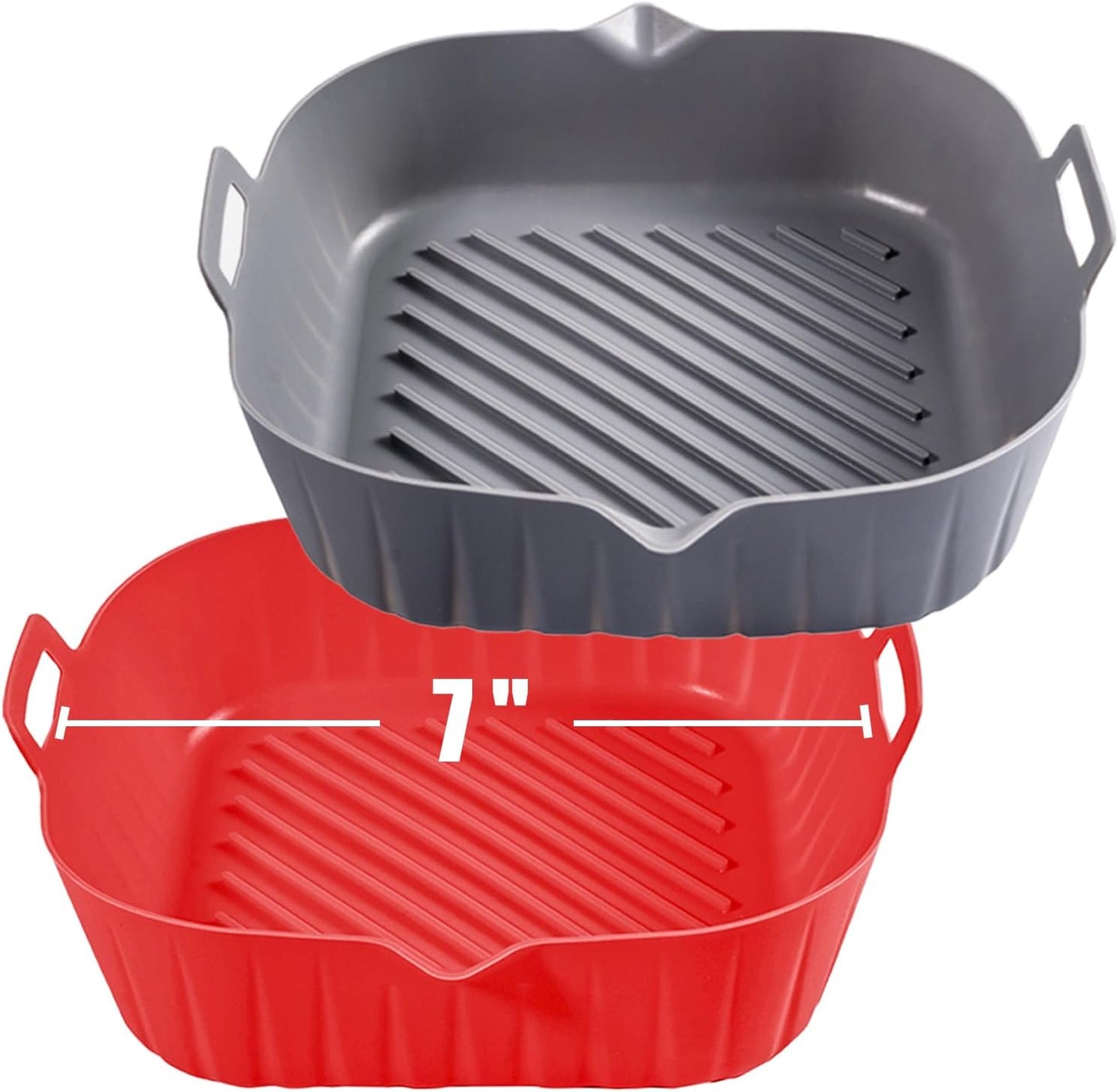 Silicone Liners Square for Air Fryer, 2 Pcs Non-stick Food-grade Reusable Basket Silicone Pot Baking Tray Airfryer Accessories, Top Size 7 inches, Bottom Size 6.3 inches