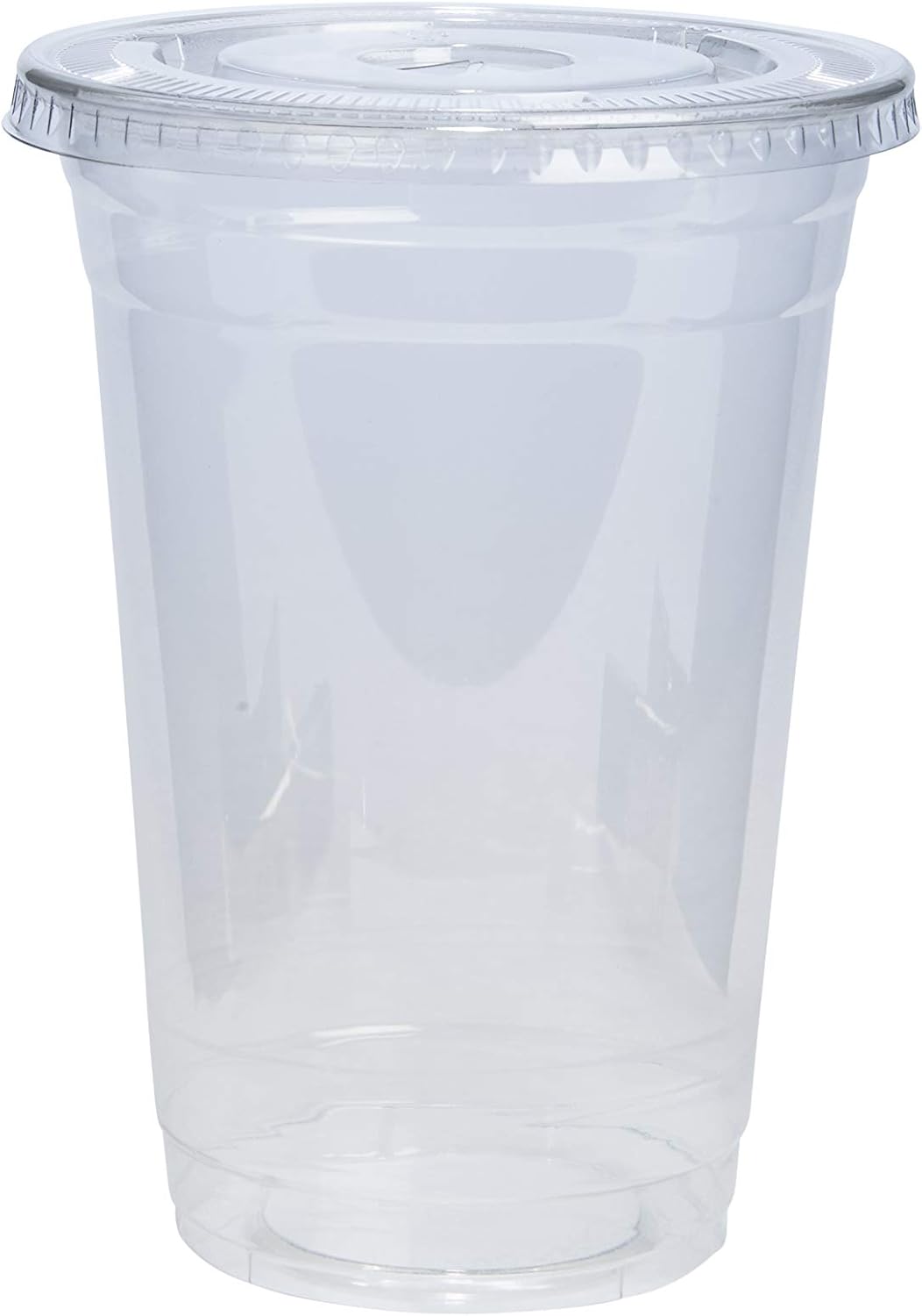 GUSTO Clear Plastic Cups with Flat Lids [20 oz - 50 Count] - Disposable Iced Coffee Cups with Lids - PET Plastic Cold Cups for Smoothies, Juices & To-Go Drinks - Formerly Comfy Package