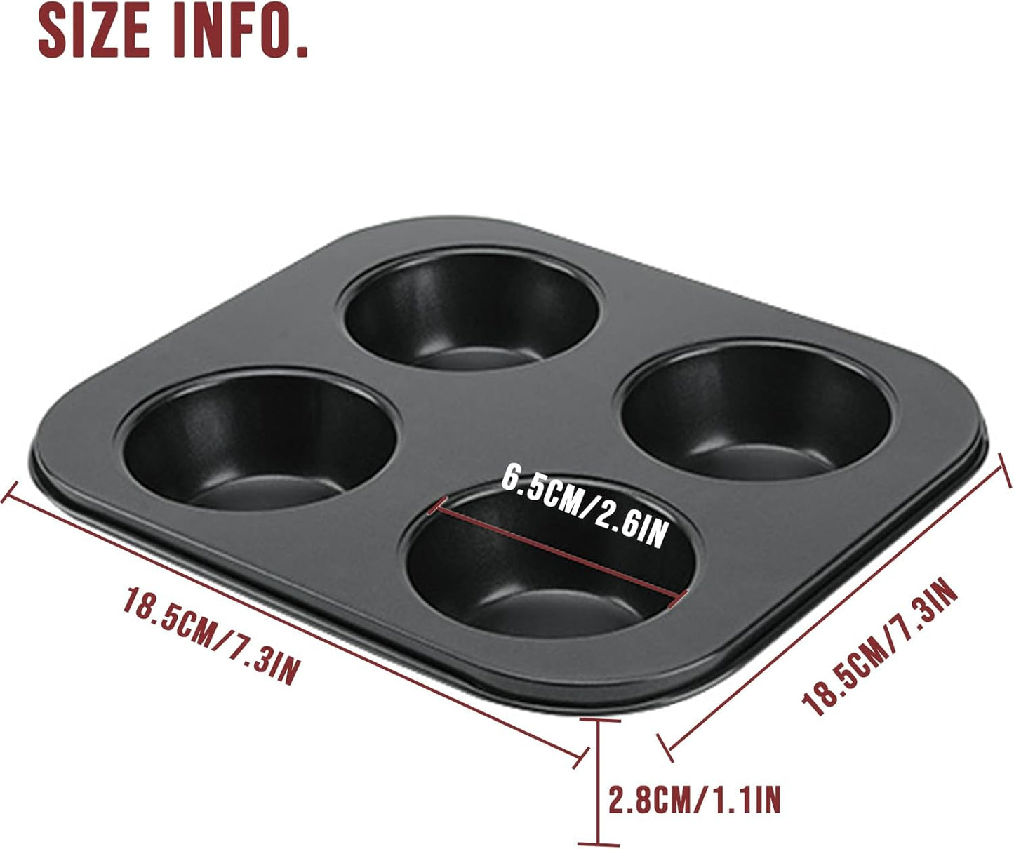 Air Fryer Muffin Pan, Nonstick Cupcake Baking Pan for Counter Top Oven Small Oven, Black, 2 Pack