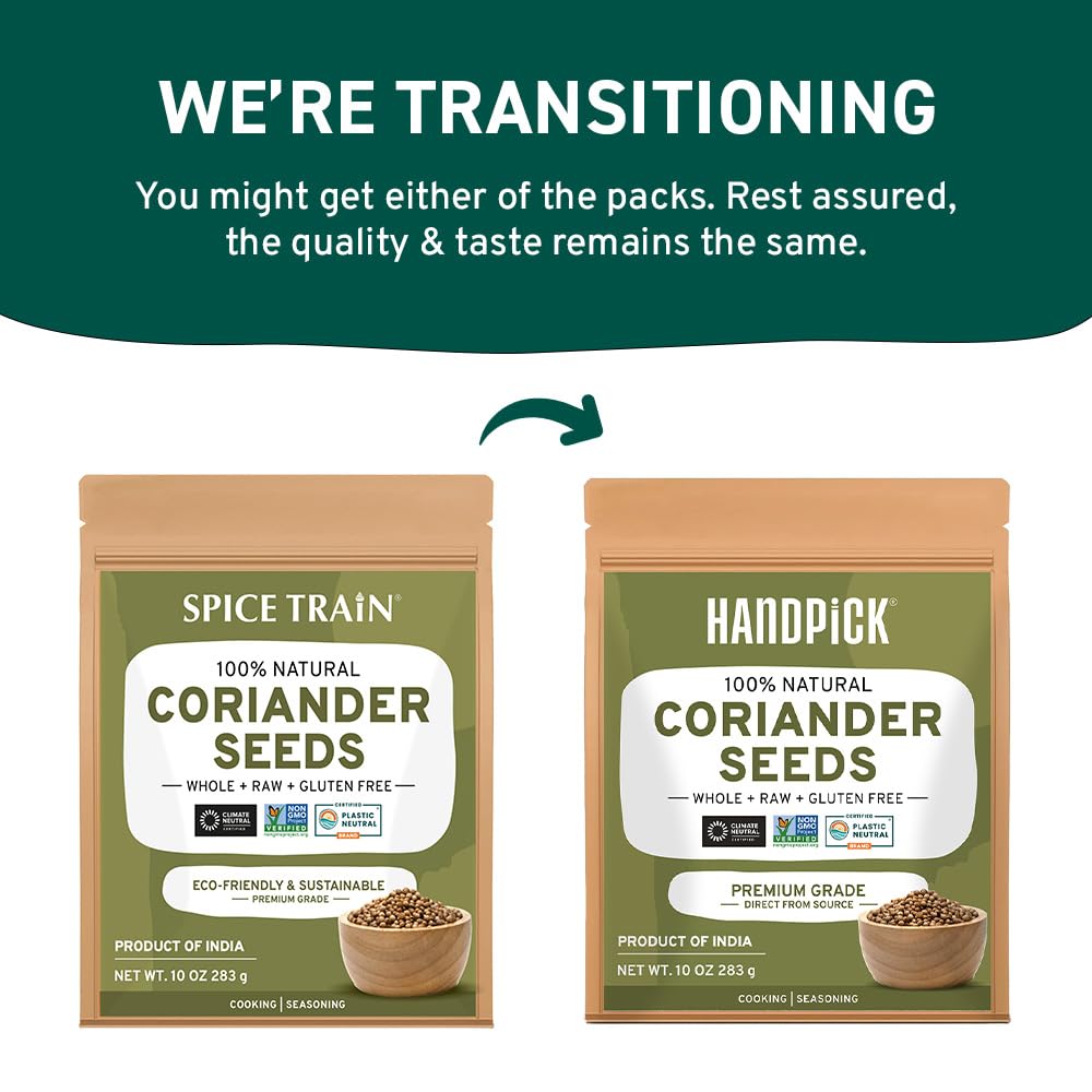 HANDPICK Whole Coriander Seed (283g/10oz) Premium Grade | Pure & Flavorful Coriander Seeds - Indian Origin | Non GMO, Gluten Free | Perfect for Cooking & Seasoning | Resealable Ziplock Pouch