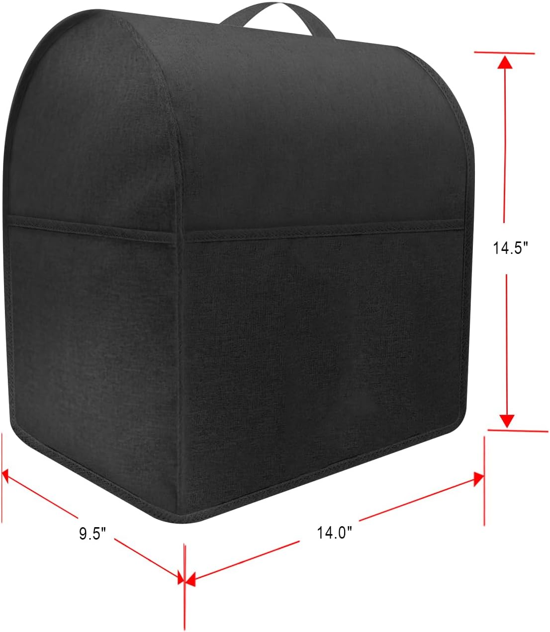 Stand Mixer Dust-proof Cover for KitchenAid Mixer，Multi Pockets for Various Kitchen Appliance Accessories，Water-resistant，Easy Cleaning (Black(New style), Fit for Tilt Head 4.5-5 Quart)
