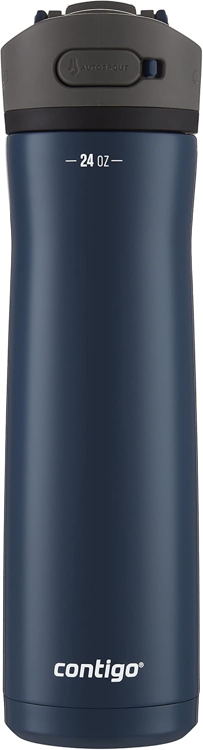 Contigo Ashland 2.0 Leak-Proof Water Bottle with Lid Lock and Angled Straw, Dishwasher Safe, Interchangeable Lid, 24oz, Blueberry