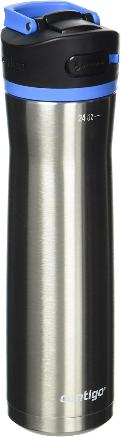 Contigo Ashland Water Bottle, 24 oz, Stainless Steel w/Blue Poppy