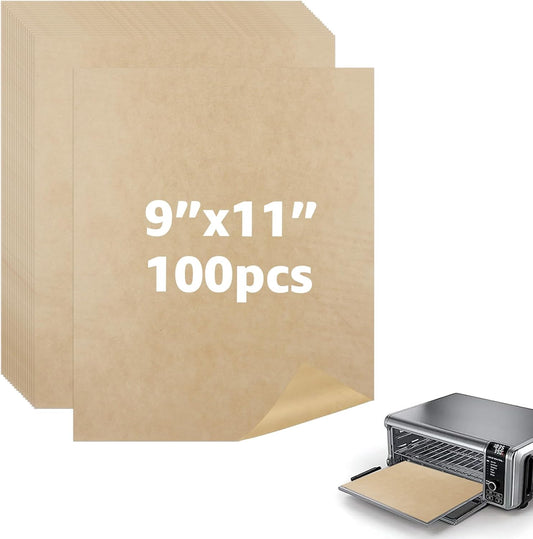 9 x11 inch Air Fryer Parchment Paper Squares, 100 Sheets Unbleached Pre-Cut Baking Disposable Paper Liner for Cuisinart Non-Stick Air Fryer Toaster Oven