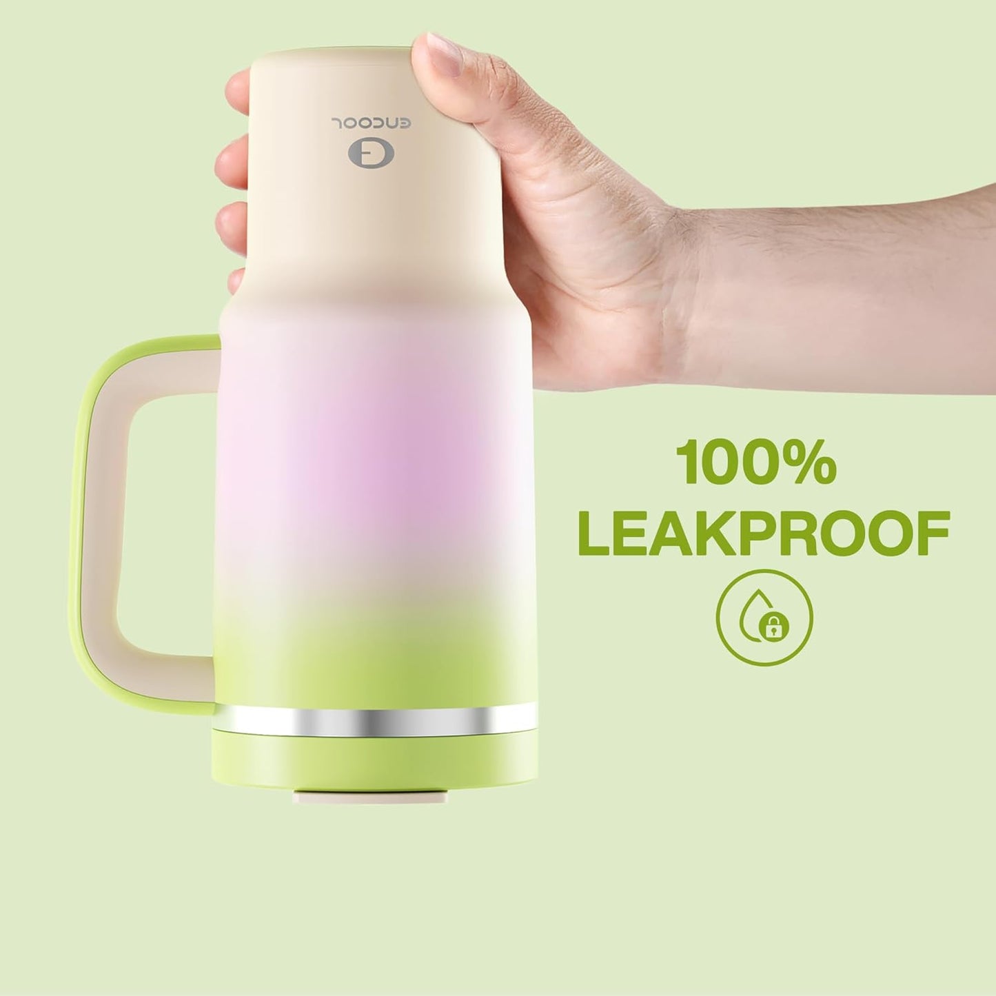 ENCOOL 32 oz Tumbler with Handle and Straw: Stainless Steel Insulated Tumbler Keeps Cold for 24 Hours, Leakproof Travel Cup Fits in Cup Holder and BPA-Free, Morning Dew