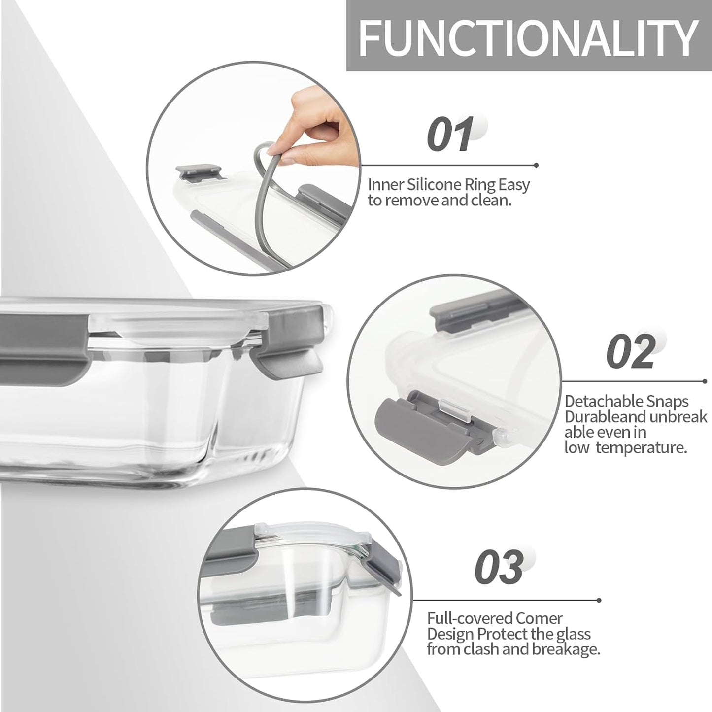 10 Pack Glass Meal Prep Containers with Lids - Airtight, Leak-proof, Bpa-free, Microwave, Oven, Freezer & Dishwasher Safe