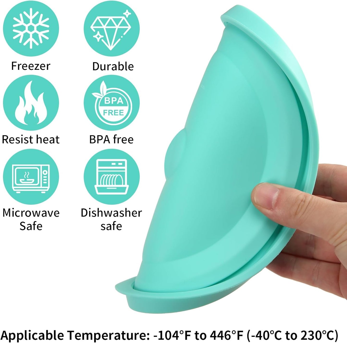 Replacement Lids for Pyrex 7200-PC 2 Cup, Silicone Round Storage Cover Lid for Anchor Hocking Glass Bowl 4 Pack with Date Mark Turquoise