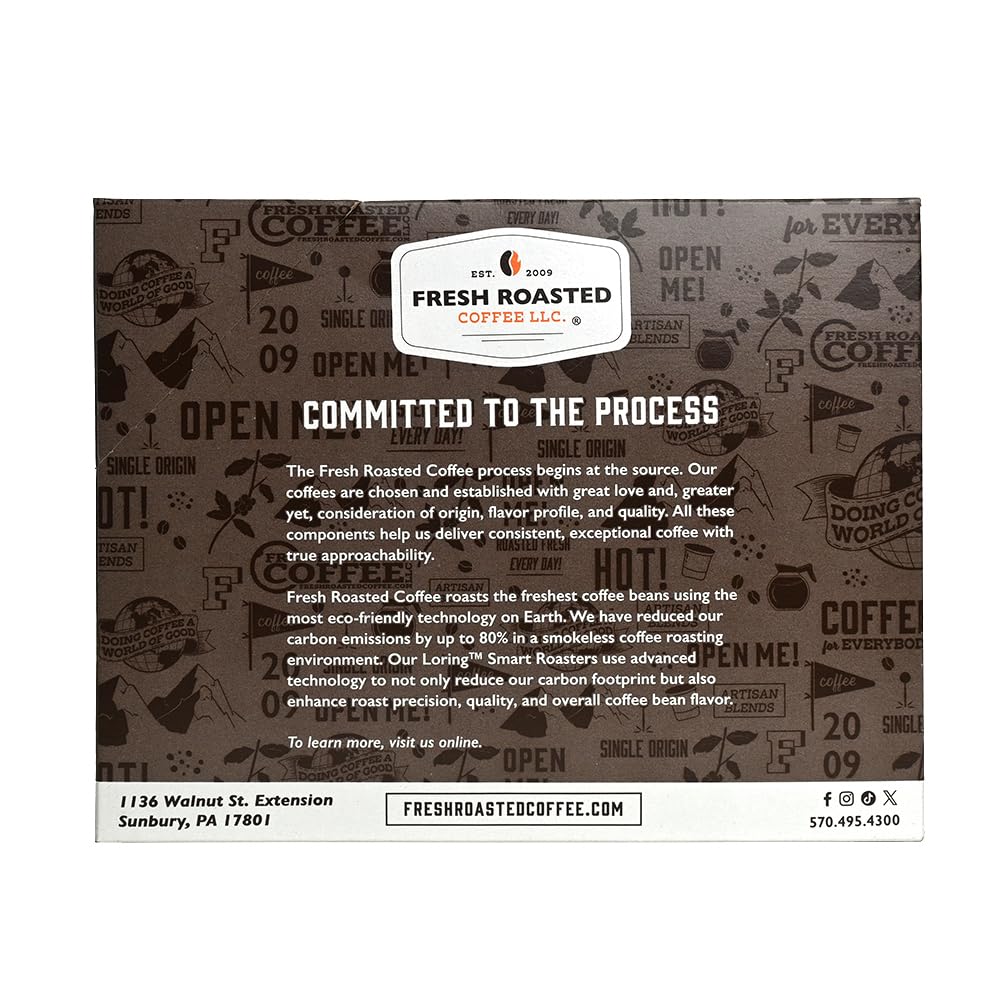 Fresh Roasted Coffee, Organic Sumatra Water-Processed Half-Caf | 100% Single Origin, USDA Organic, Kosher | Medium Roast K-Cup Compatible | 24 Pods