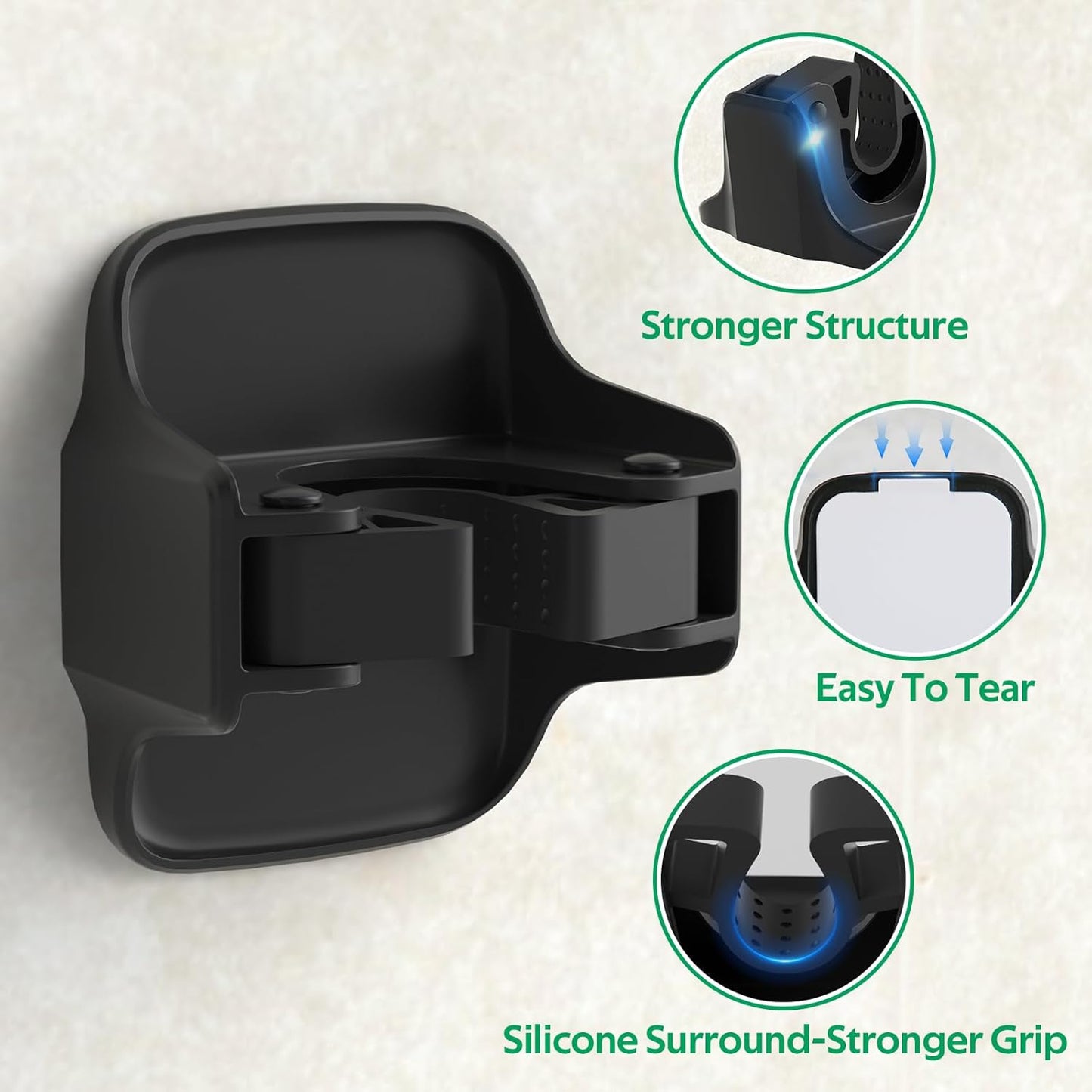 reliahom 5 Pack Broom Holder Wall Mount Mop Grippers No Drilling Self Adhesive Anti-Slip Mop Handle Hanger Dustpan and Broom Organizer Garage Storage Racks-Black