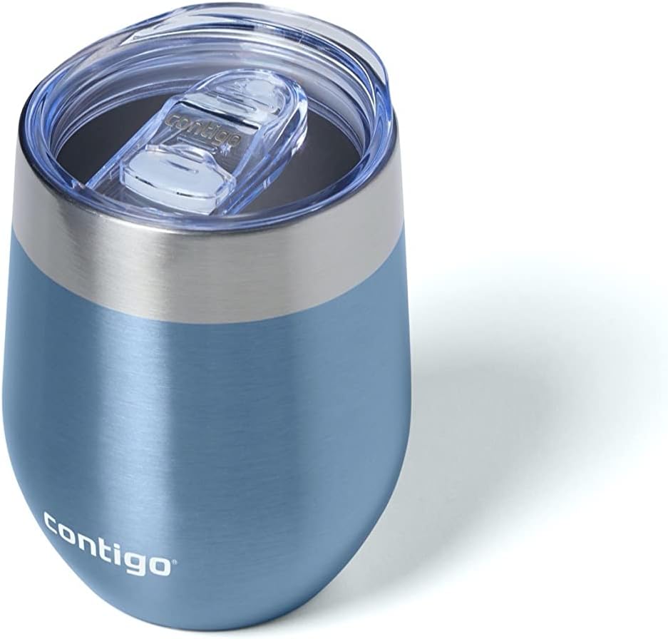 Contigo River North Stainless Steel Wine Tumbler with Splash-Proof Lid, 12oz., 2 Pack, Dark Ice & Stainless Steel