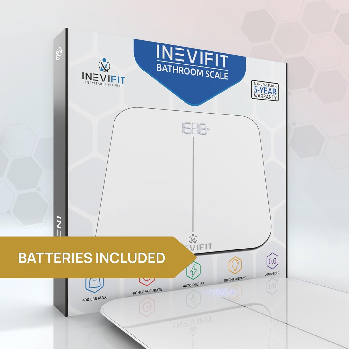 INEVIFIT Premium Bathroom Scale, Highly Accurate Digital Bathroom Body Scale, Precisely Measures Weight up to 400 lbs