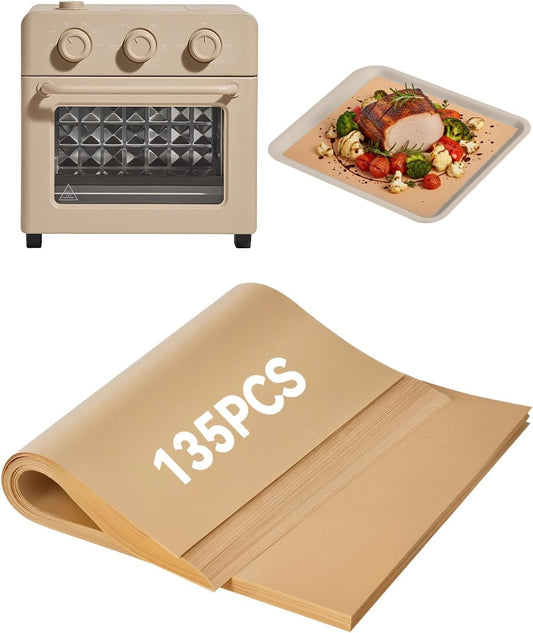 135PCs Air Fryer Parchment Paper Liners Compatible with Our Place Wonder Oven 12.7QT 6-in-1 Air Fryer Toaster Oven, Pre-Cut Non Stick Disposable Baking Sheets for Easy Cleanup Oven Safe Up to 450°F