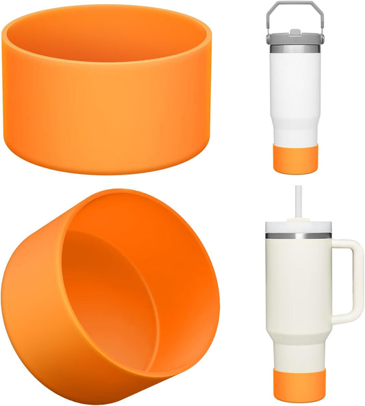 Upgrade 2PCS Protective Silicone Boot Bumper for Stanley Quencher Adventure 40oz 30oz IceFlow 20oz 30oz Tumbler, Water Bottle Bottom Sleeve Cover Accessories for Stanley Mug Cup(Sunset)