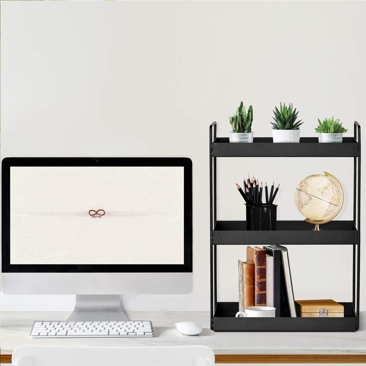 3-Tier Bathroom Countertop Organizer Vanity Tray Cosmetic & Makeup Storage Kitchen Spice Rack Standing Shelf, Black