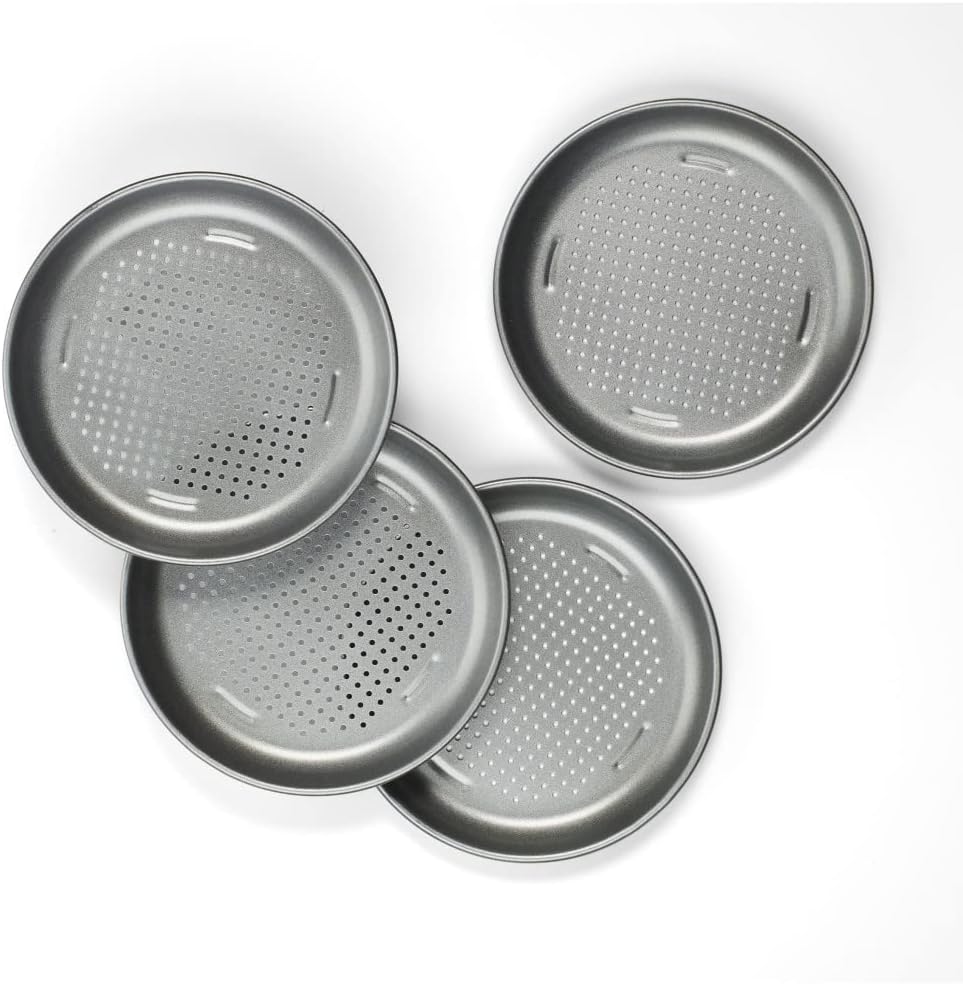 Cuisinart 4 Piece Pizza Pan Set, Mini, Steel Gray (Pack of 2)
