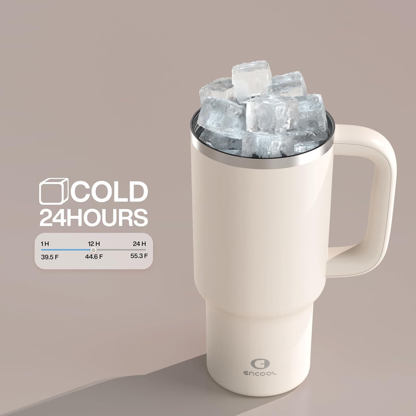 32 oz Tumbler with Handle and Straw: Stainless Steel Insulated Tumbler Keeps Cold for 24 Hours, Leakproof Travel Cup Fits in Cup Holder and BPA-Free, Cream Moon