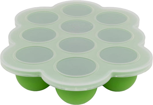 WeeSprout Silicone Freezer Tray with Clip on Lid Perfect Food Storage Container for Homemade Baby Food, Vegetable, Fruit Purees, and Breast Milk (Bright Green, Ten 1.5 Ounce Sections)