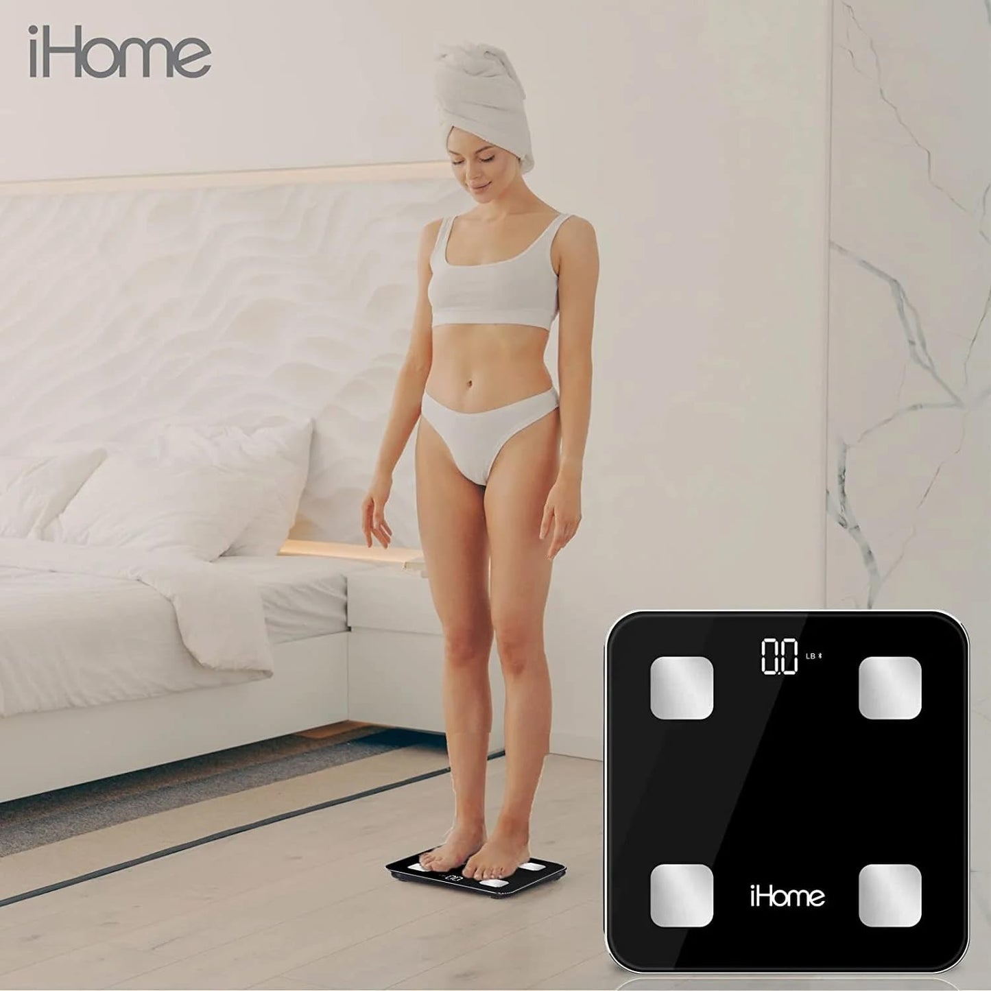 iHome Digital Bluetooth Smart Scale for Body Weight, Weight Scale, Including BMI, Body Fat, Muscle Mass, Batteries Included (Black Smart Bluetooth)