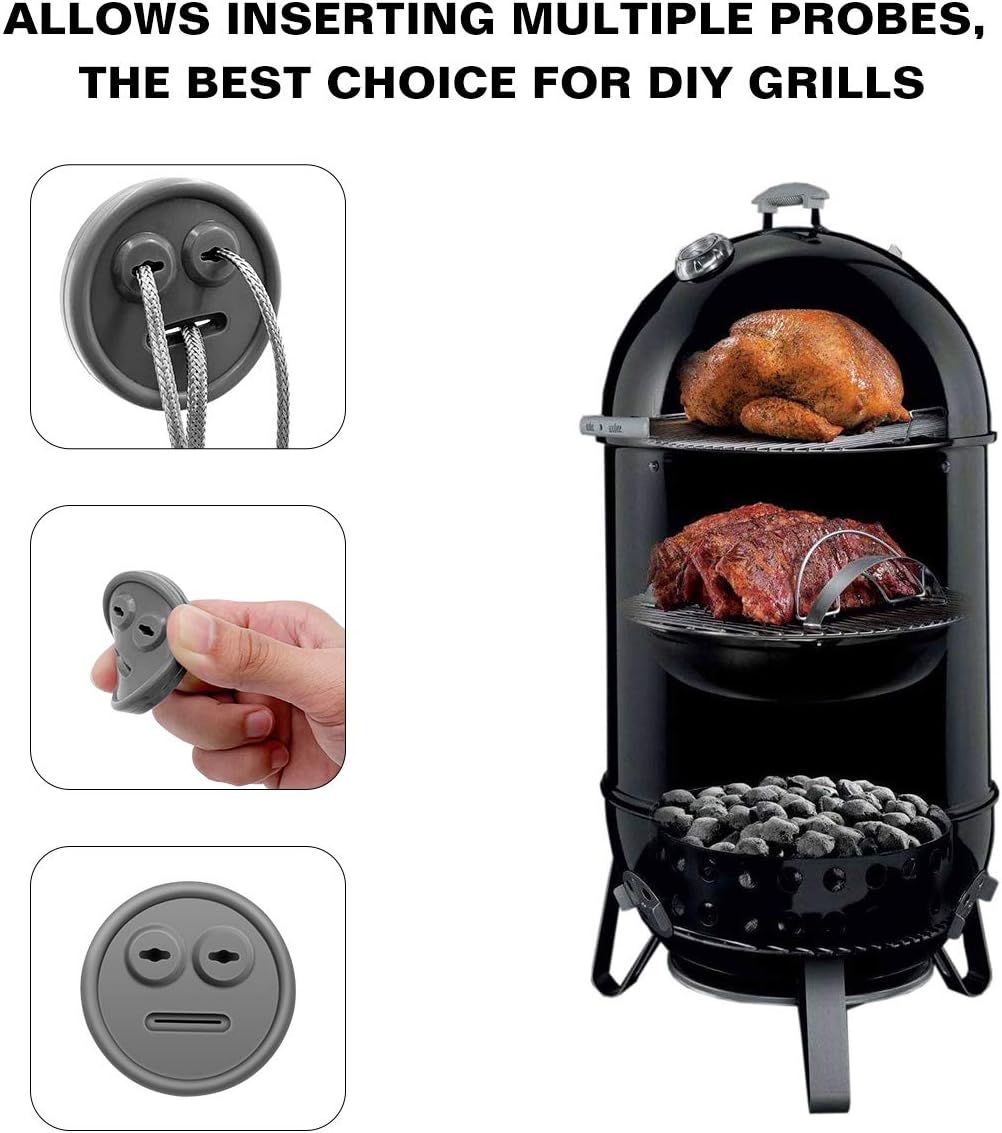 YAOAWE 5 Pack Meat Thermometer Probe Grommet for Grills, Compatible with Weber 85037 Smokey Mountain Cookers, and Other Grill DIY Probes Port, Replacement Accessories