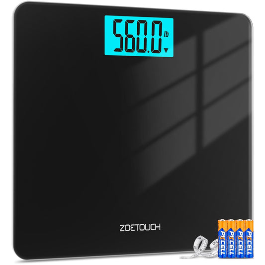 560lbs Scale for Body Weight with Ultra Wide Platform 12.2 x 12.9 inch and Large Backlit LCD Display Accurate Digital Bathroom Weighing Scales with High Capacity Over 500 lbs for Heavy People