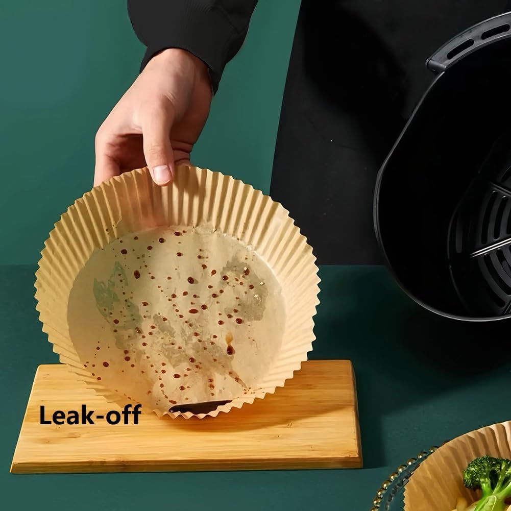 10" Disposable Parchment Paper Air Fryer Liners: 50 pcs Large Size Round Air Fryer Paper Liner Grease-proof Non-stick Microwave Safe Liners for Baking Roasting