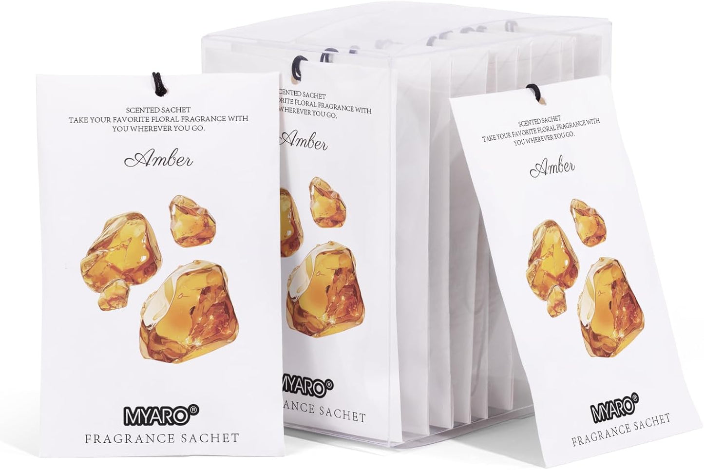 MYARO 12 Packs Amber Scented Sachets for Drawer and Closet, Long-Lasting Closet Sachet Bags Drawer deodorizers Fresh Scents, Home Fragrance for House