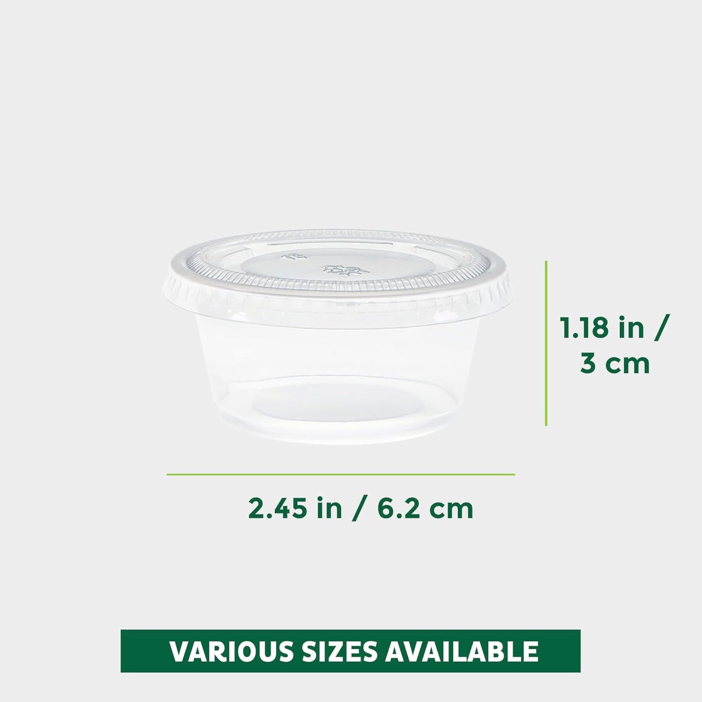 Freshware Plastic Portion Cups with Lids [2 Ounce, 400 Set] Disposable Plastic Cups for Meal Prep, Salad Dressing, Jellos Shot Cup, Condiment and Dipping Sauce Cup