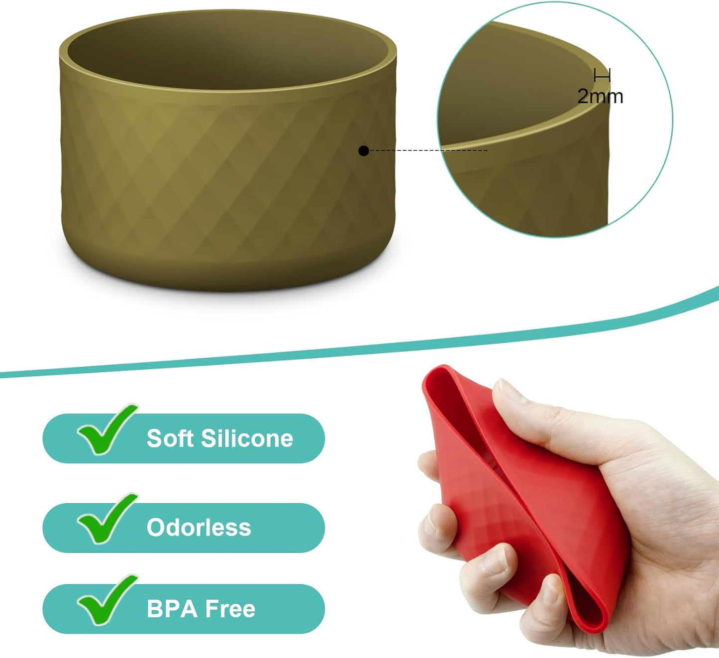 Upgrade 2PCS Protective Silicone Boot Bumper for Stanley Quencher Adventure 40oz 30oz IceFlow 20oz 30oz Tumbler, Water Bottle Bottom Sleeve Cover Accessories for Stanley Mug Cup(Brown Green)