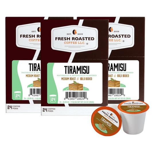 Fresh Roasted Coffee, Tiramisu, Flavored Coffee Pods, 72 Count