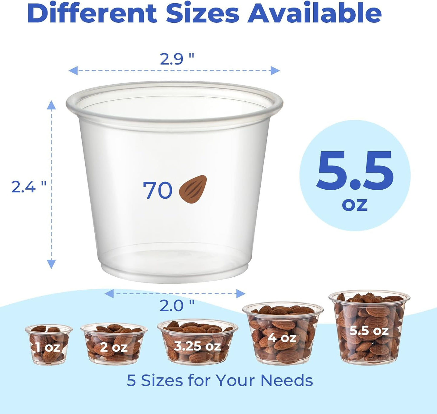 Fit Meal Prep 1250 Pack 5.5 oz Jello Shot Cups with Lids, Disposable Souffle Portion Cups for Sauce