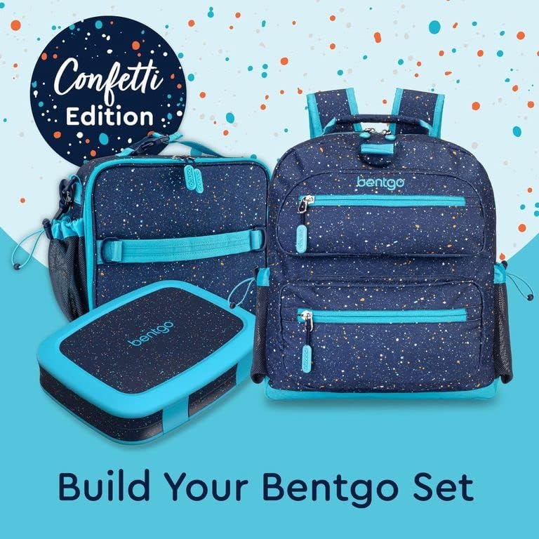 Bentgo Kids 5-Compartment Lunch Box - Confetti Design for School, Ideal for Ages 3-7, Leak-Proof, Drop-Proof, Dishwasher Safe, & Made with PFAS & BPA-Free Materials (Confetti Edition - Abyss Blue)