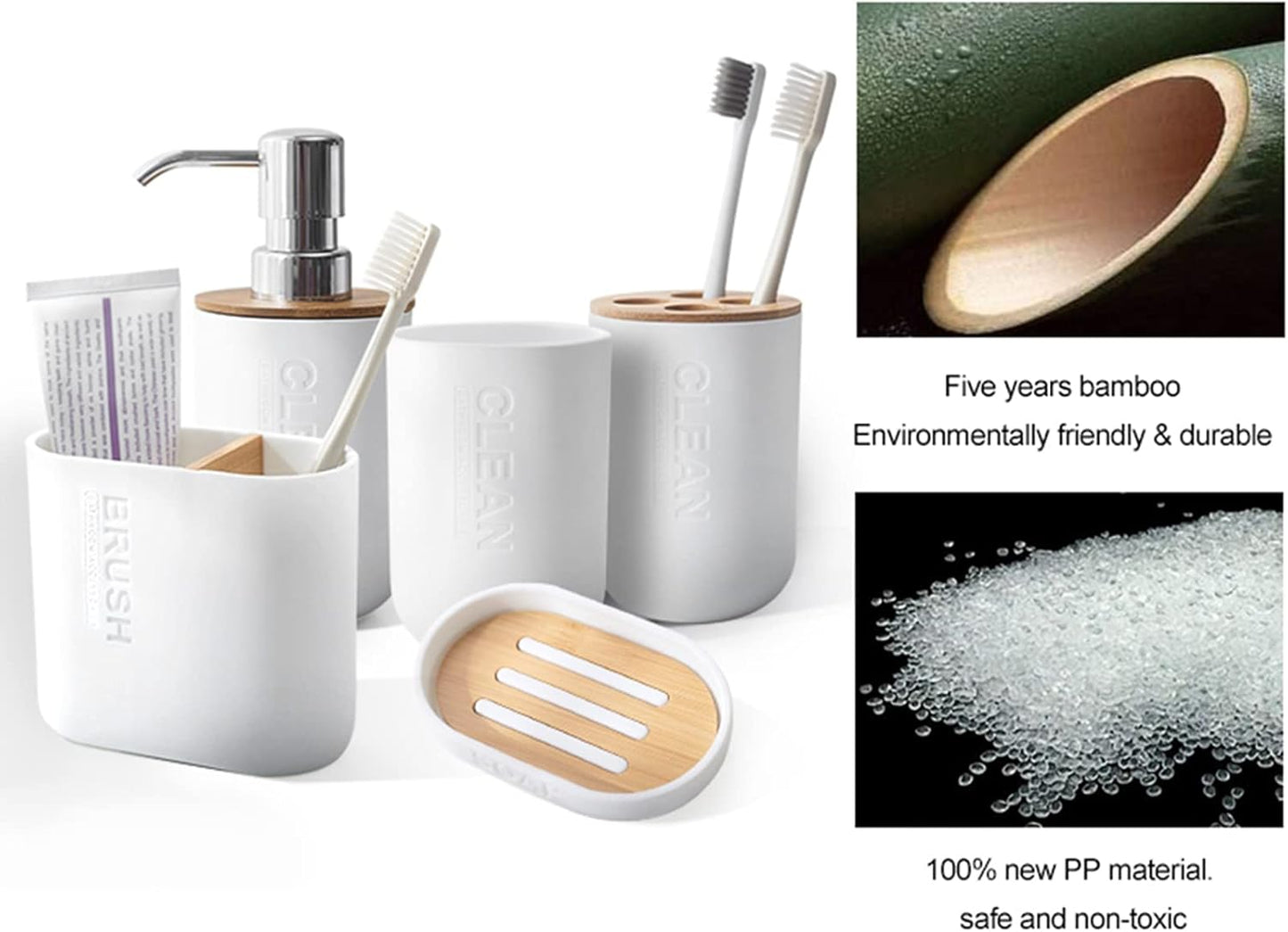 Toothbrush Holders Bamboo Electric Toothbrush Holder Bathroom Storage Organizer Countertop for Toothpaste, Floss, Razor, 2 Pack White